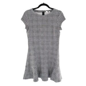 Gap Peplum Plaid Dress Womens 6 Gray Academia School Girl Retro Classic Preppy